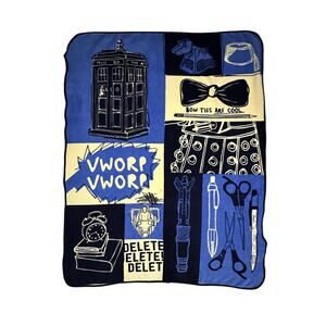 Doctor Who Blue Yellow Tardis Sketches Throw Blanket Vwop Delete Bow Ties
